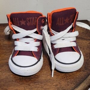 Converse All Stars | Kids High-Top Sneakers | Maroon and Orange